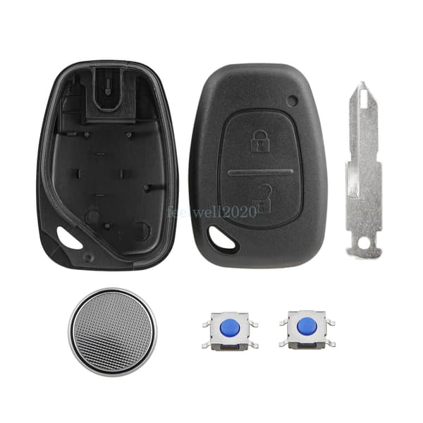 2 Button Remote Key Fob Case For Renault Trafic Master Kangoo + Battery switches