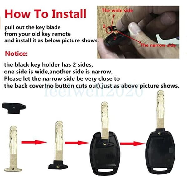 2 Button Key Shell Case Remote For Honda Civic Accord Jazz Odyssey Replacement