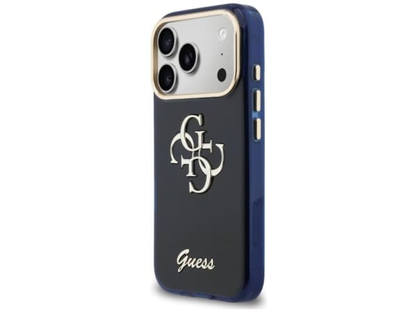 Guess IML 4G Script Metal-deksel til iPhone 17 Pro - Blå