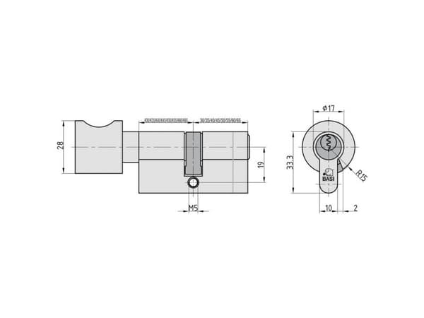 Basi 5030-2010 Profilknoppcylinder 50 / 40mm