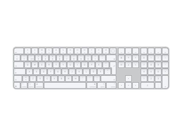Apple Magic, Täysikokoinen (100 %), Langallinen & langaton, USB + Bluetooth, QWERTY, Valkoinen