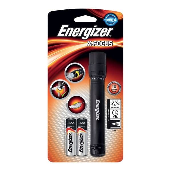 Ficklampa energizer x-focus led, 2 aa-batterier
