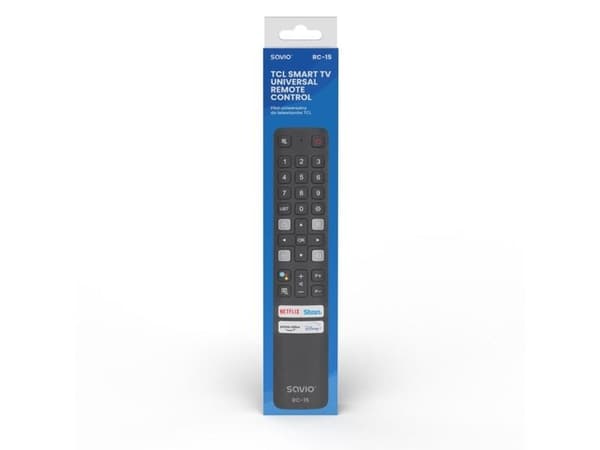 Savio RC-15 universal remote control/replacement for TCL SMART TV, TV, IR Kabelfri, Trykknapper, Sort