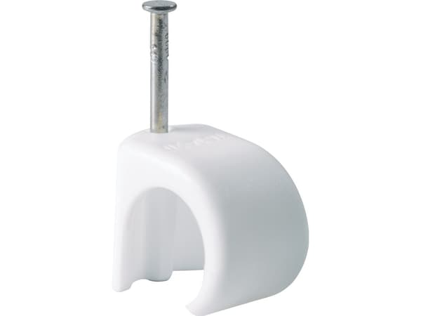 Klämmor, runda, 10–13 mm, vit söm, 30 mm – (100 st.)