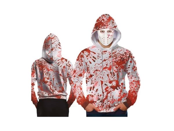 Blodig huvtröja med mask