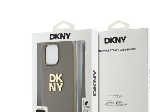 DKNY håndleddsrem stock-logo etui til iPhone 15 Pro Max - beige