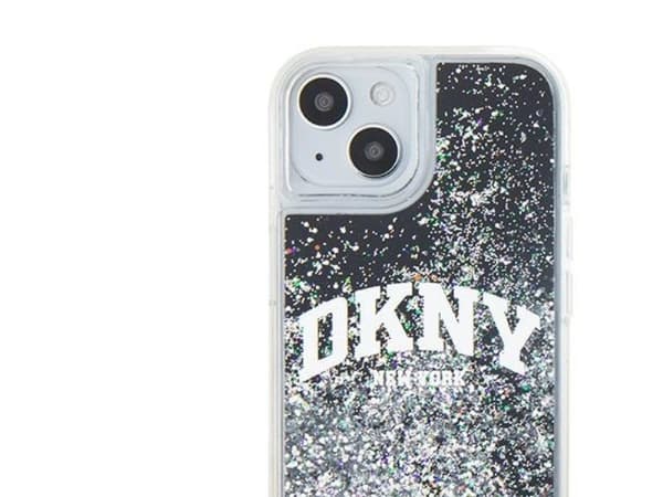 DKNY Liquid Glitter Big Logo etui til iPhone 15 Plus / 14 Plus - sort