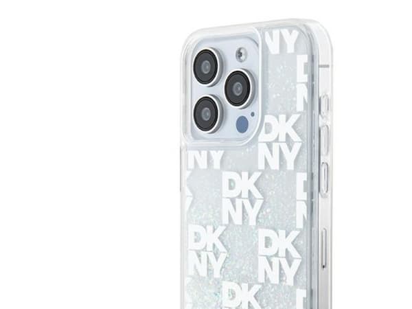 DKNY Liquid Glitter multilogo-etu iPhone 15 Pro - hvit