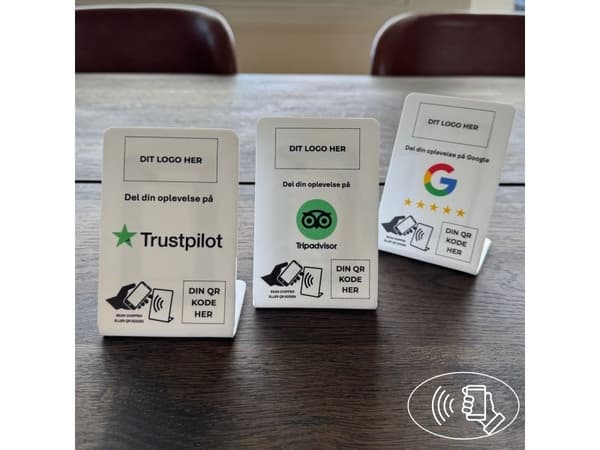 Bordsskylt med CHIP, liten – Anmäl dig – GOOGLE, akryl, vit