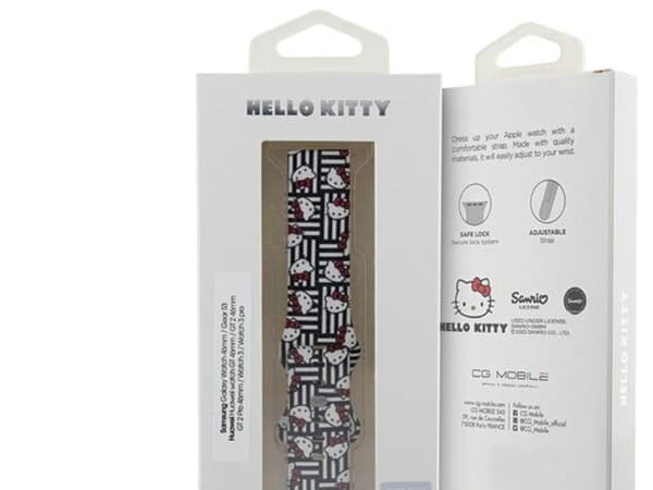 Hello Kitty Silicone Heads &amp; Stripes universal 22mm strap - black