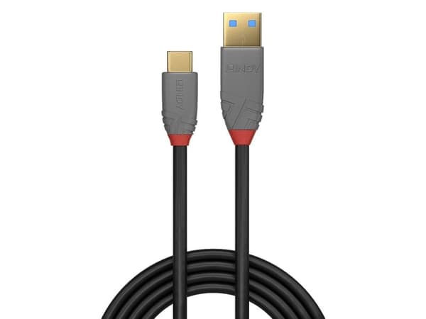Lindy 36911, 1 m, USB C, USB A, 10000 Mbit/s, Sort, Grå