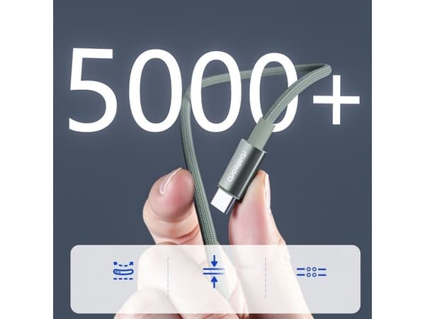 USB-kabel Choetech PD60W USB-C till USB-C med digital display 1,2 m nylon - grön