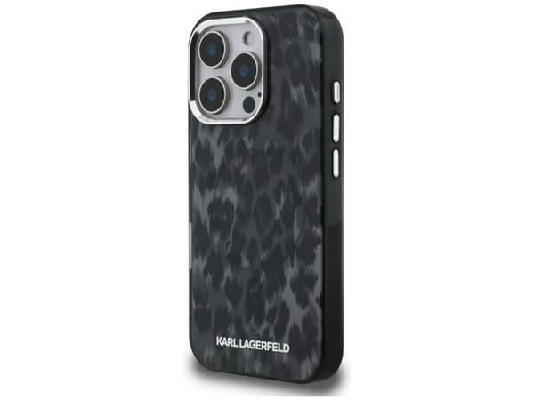 Karl Lagerfeld IML Leopard Pattern MagSafe Case for iPhone 16 Pro Max - Black