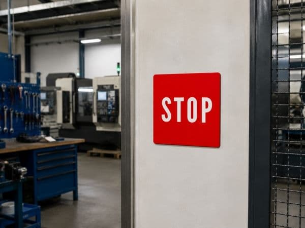 Skylt ”STOP”, 20 x 20 cm, aluminium, röd/vit