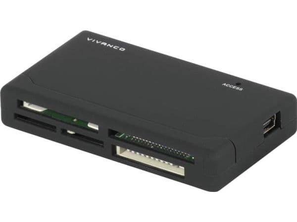 Vivanco VVCARDREADERK, MMC, MS Duo, MS Micro (M2), MS PRO Duo, Memory stick (MS), MicroSD (TransFlash), MiniSD,..., Musta, USB 2.0, 1 kpl, 236 mm, ...