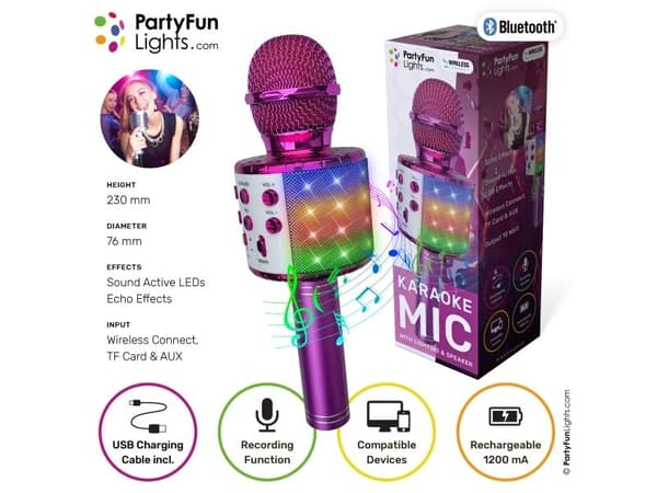 Karaokemikrofoni kaiuttimella - vaaleanpunainen
