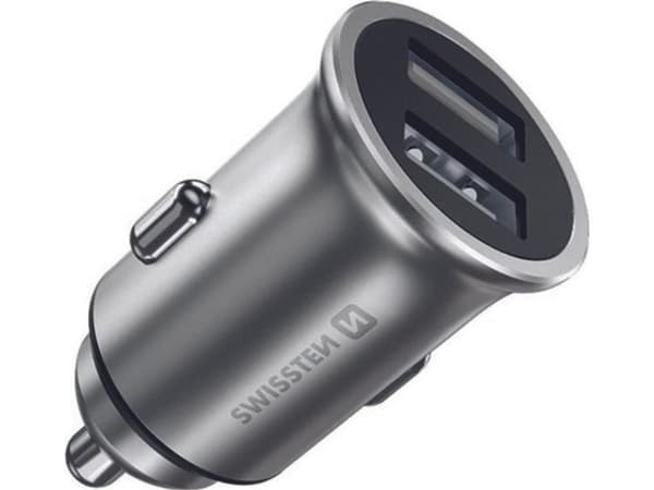 Swissten biladdare 24W, 2-portars USB-A