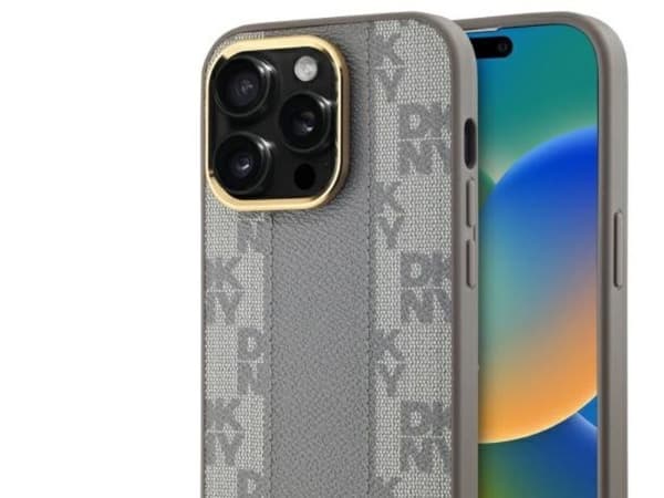 DKNY DKNY DKHMP14LPCPVSLE iPhone 14 Pro 6.1" bezowy/beige hardcase Leather Checkered Mono Pattern MagSafe