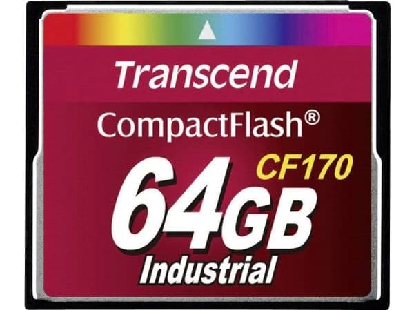 Transcend 64GB CF, 64 GB, CompactFlash, 89,20 MB/s, 61,27 MB/s, Musta