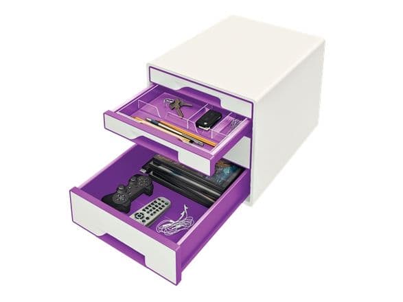 Desk Cube Leitz WOW 4-skuffer hvid/lilla