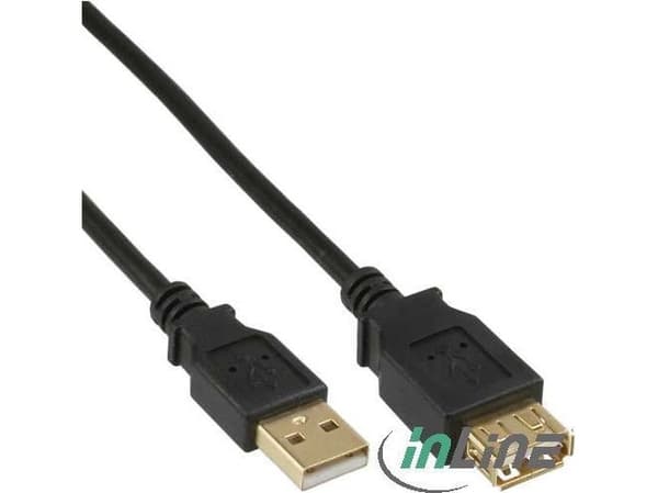 InLine 34603S, 3 m, USB A, USB A, Uros/naaras, 480 Mbit/s, Musta