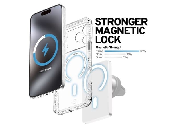 ITSKINS HYBRID MAGSAFE CLEAR kotelo iPhone 17 Pro Max®. läpinäkyvä