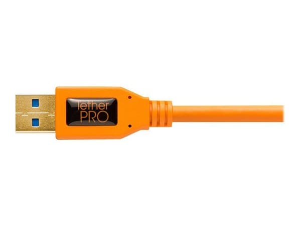 Tether Tools TetherPro - USB-kabel - USB typ A (hane) rak till Micro-USB typ B (hane) högervinklad - USB 3.0 - 4.6 m - högsynligt orange