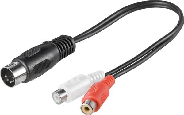 Goobay 50002, DIN (5-pin), Hankjønn, 2 x RCA, Hankjønn, 0,2 m, Sort