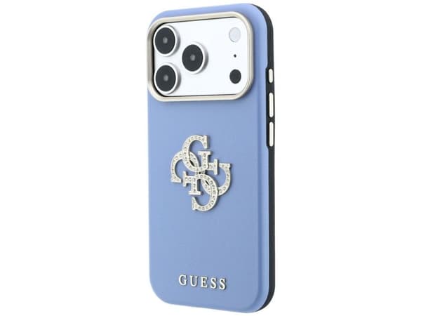 Etui Guess Smooth & Big Strass Logo do iPhone 18 Pro / 17 Pro niebieski