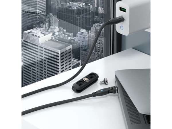 RealPower MagneticCharge 100, 1 m, USB C, Sort