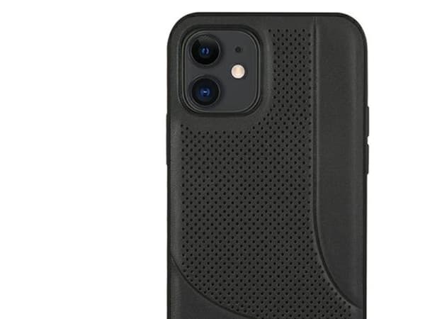 Mercedes perforert lærdeksel til iPhone 12 mini - Svart