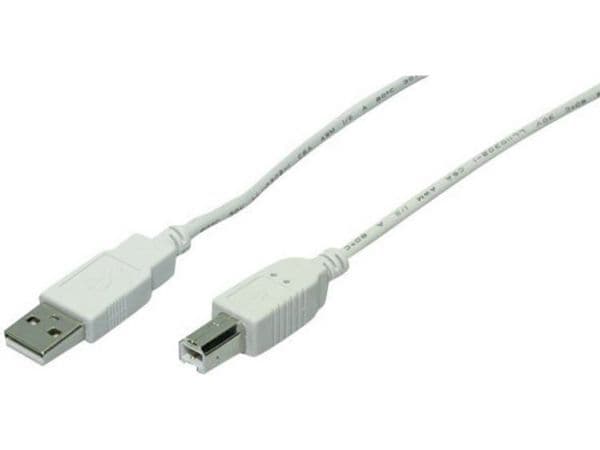 LogiLink 1.8m USB 2.0, 1,8 m, USB A, USB B, USB 2.0, Hankjønn/hankjønn, Grå