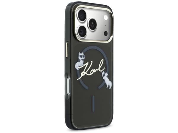 Karl Lagerfeld IML Choupettes Karl Script Logo MagSafe Case for iPhone 17 Pro Max - Black