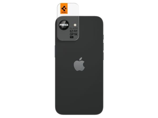 Spigen Optik Pro EZ Fit, Apple, iPhone 16e, Reptålig, Svart, Transparent, 2 styck