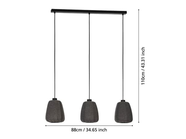 EGLO BARLASTON langbordslampe 3L E27 sort/grå