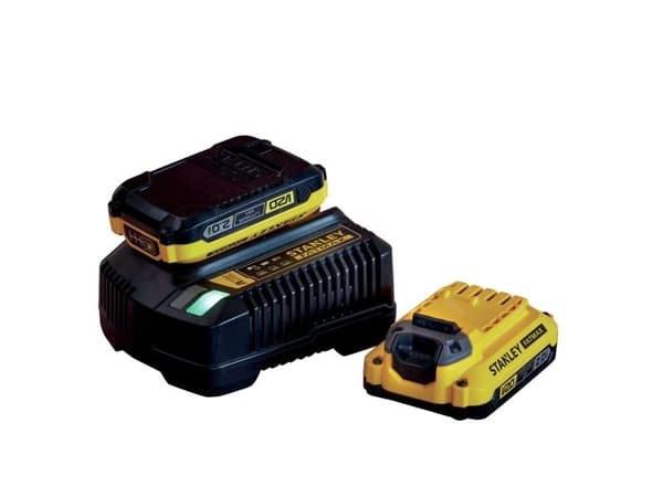 Tilbehørsett Stanley Startsett V20; 18 V; 2x2,0 Ah + lader