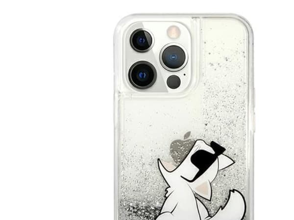 Karl Lagerfeld Liquid Glitter Choupette fun-deksel til iPhone 13 Pro Max 6,7" - sølv