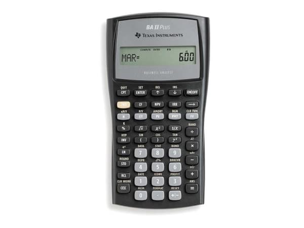 Texas Instruments BA-II Plus, Tasku, Talouslaskin, Näyttön kallistus, Akku, musta