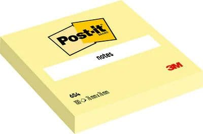 Post-It 654-CY, Torg, Gul, papper, PEFC, 76 mm, 76 mm