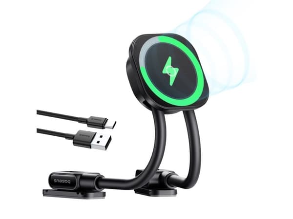TelForceOne Baseus PrimeTrip C03sPro magneettinen pidike, jossa on langaton lataustarra musta