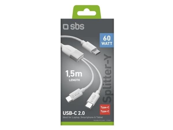 SBS TECABLETCC2IN1, 1,5 m, USB-C, USB-C, vit