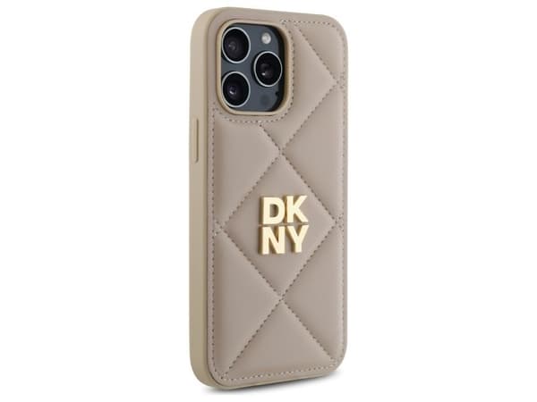 DKNY quiltad stack logotyp iPhone 14 Pro Max-skal - beige