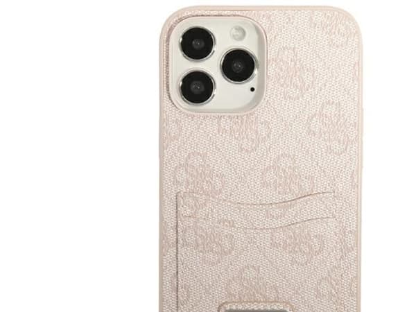 Guess 4G Triangle Logo kortholder-etui til iPhone 13 Pro Max - rosa