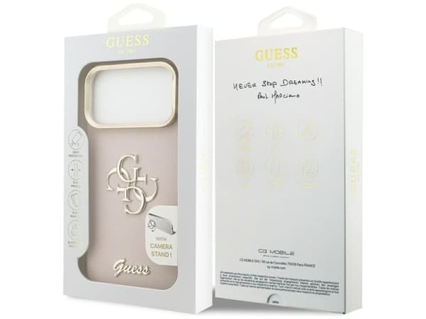 Guess Grained Big 4G &amp; Stand Camera Case for iPhone 17 Pro Max - Pink
