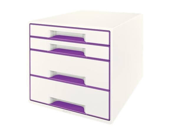 Desk Cube Leitz WOW 4-skuffer hvid/lilla