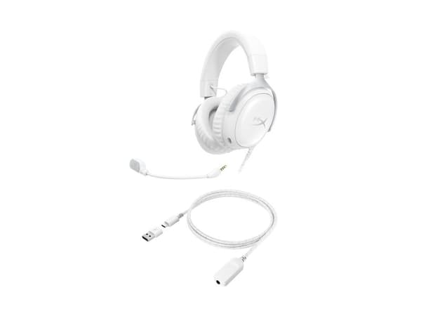 HyperX Cloud III – hodetelefoner for spilling (hvite), Hvit