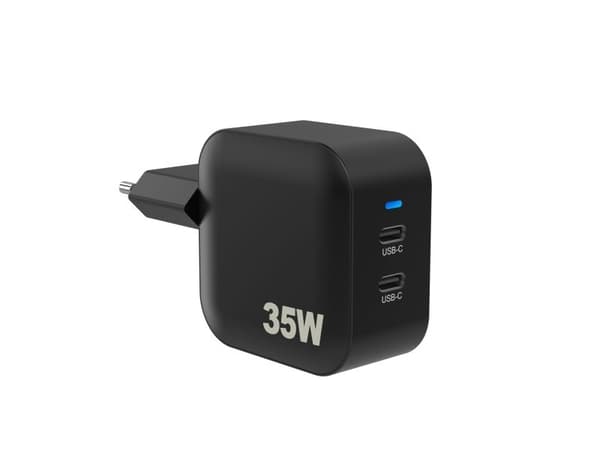 Sinox PRO 230V 2xUSB-C PD-laturi 35W, musta