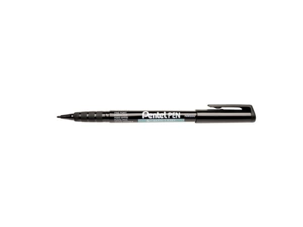 Marker, Pentel Recycology, NMS50, 1MM Spids, sort, permanent - (12 stk.)