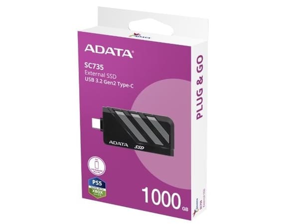 ADATA extern SSD SC735 1 TB svart/grå USB-C 3.2 Gen 2 (10 Gbit/s)