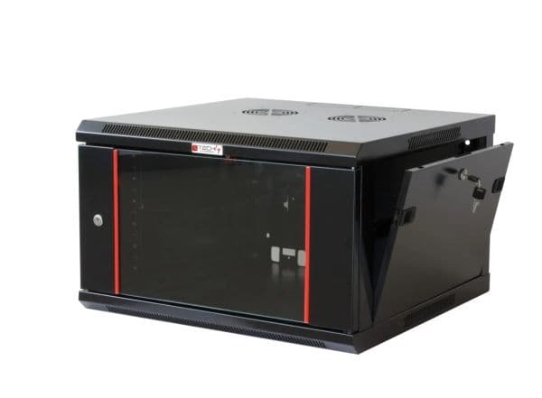 Techly 19" Wall Mounted Rack Cabinet 6 Units Single Section 450mm Depth Black
